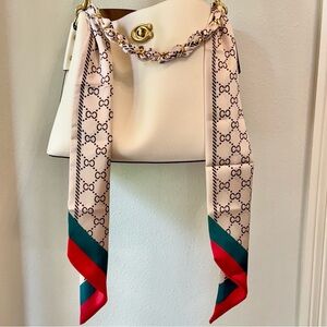 Hand Crafted Gold Chain Silk Scarf Bag Charm Accessory or Phone Lanyard